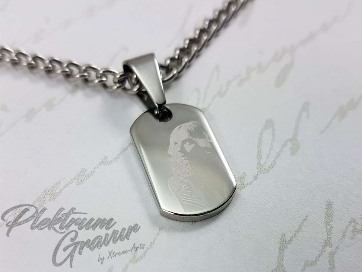 Aplusashop Personalisierter ID-Anhänger – Plektrum-Form, Edelstahl, Mit 60 Cm Kette, Beidseitig Gravierbar